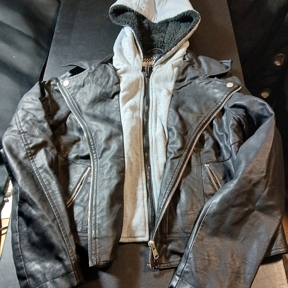 Alivia Ford Black/grey Size L Pleather Hoodie